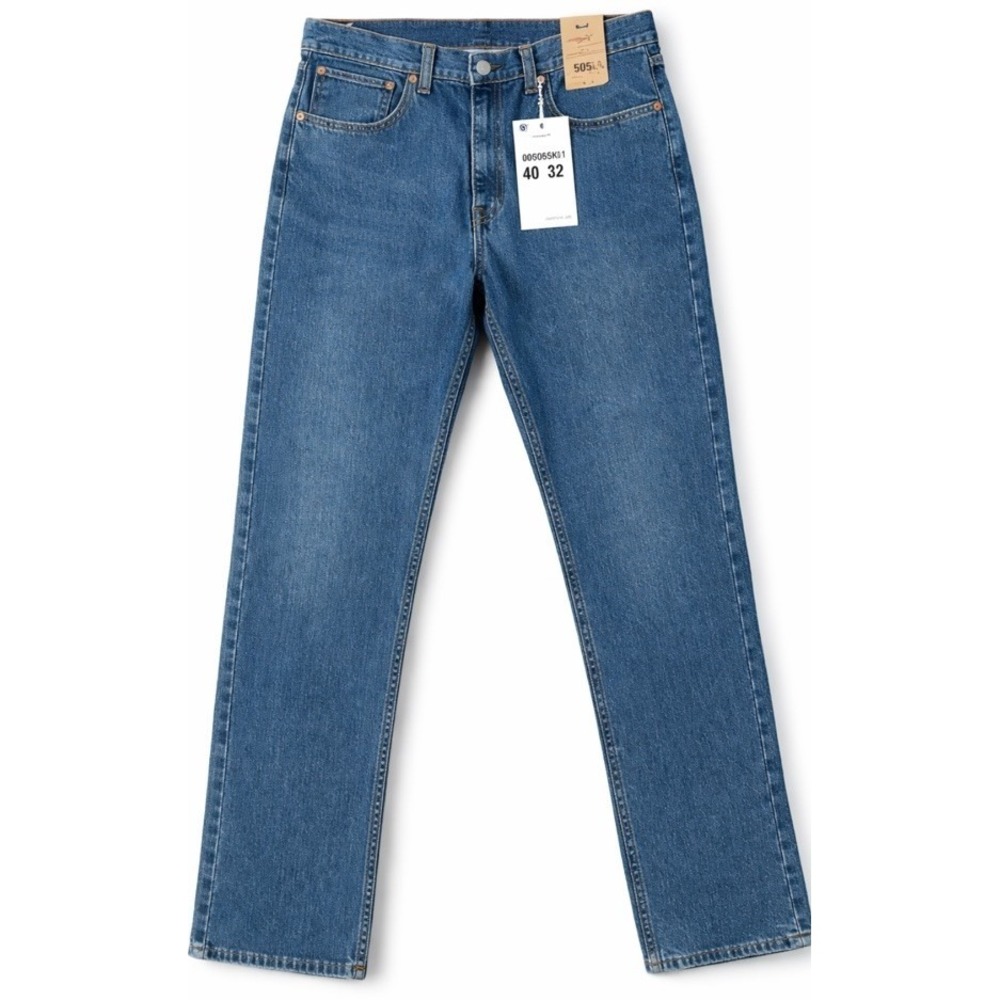 Levi's 505 Jeans Men 40x32 Blue Classic Fit Straight Leg Denim Medium Wash NWT